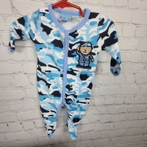 Sweet and Soft Blue Camo sleeper 0-3 M